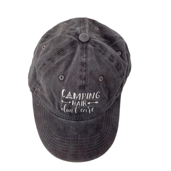 Camping Baseball Hat Cap Camping Hair Dont Care Womens One Size Gray Casual Hat - Picture 4 of 8